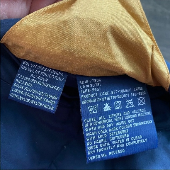 TOMMY Hilfiger Mens Sz S REVERSIBLE DOWN Puffer Vest Gold Navy - Picture 7 of 9